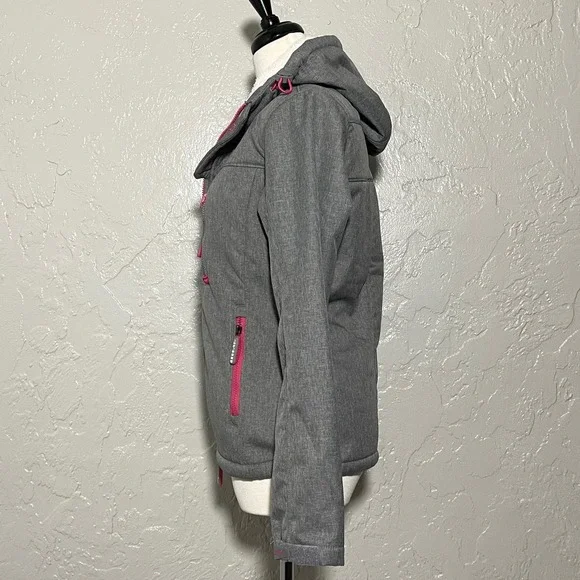 Superdry S Hooded Winter Windtreker Gray Pink Jacket - Picture 2 of 13